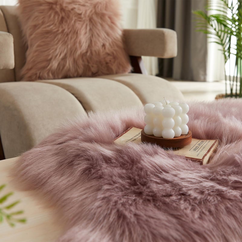 Easy Joy EasyJoy Ultra Soft Fluffy Shaggy Area Rug Faux Fur Rug Chair Cover Seat Pad Fuzzy Area Rug for Bedroom Floor Sofa Living Room (2 x 6 ft Sheepskin, Light Purple) - Image 4