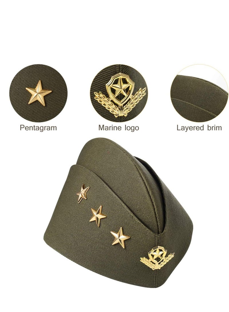 SYOSI Stewardess Hat Airline Cap Nautical Sailor Three Stars Performance Costume Pilot Captain Hair Accessories for Party Musical - Image 5