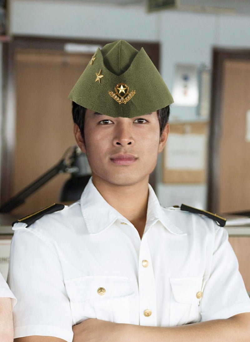 SYOSI Stewardess Hat Airline Cap Nautical Sailor Three Stars Performance Costume Pilot Captain Hair Accessories for Party Musical - Image 4