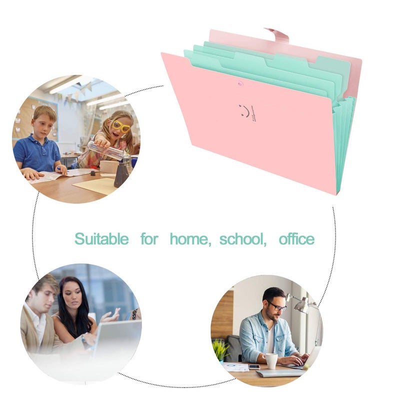 SKYDUE Expanding File Folder 5 Pockets, Skydue Letter A4 Paper Accordion Document Organizer (Pink) - Image 5
