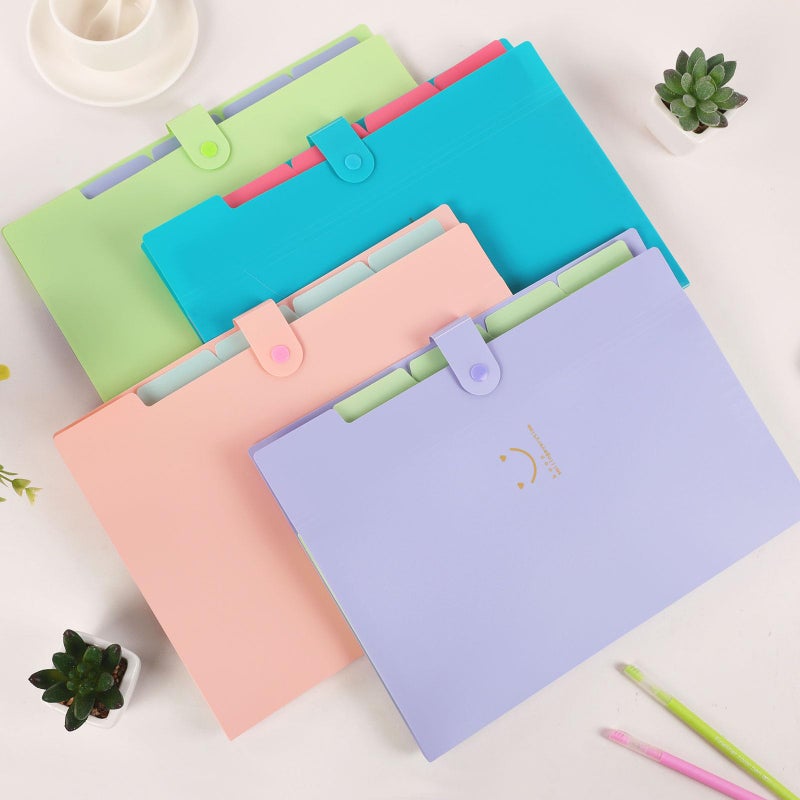 SKYDUE Expanding File Folder 5 Pockets, Skydue Letter A4 Paper Accordion Document Organizer (Pink) - Image 4