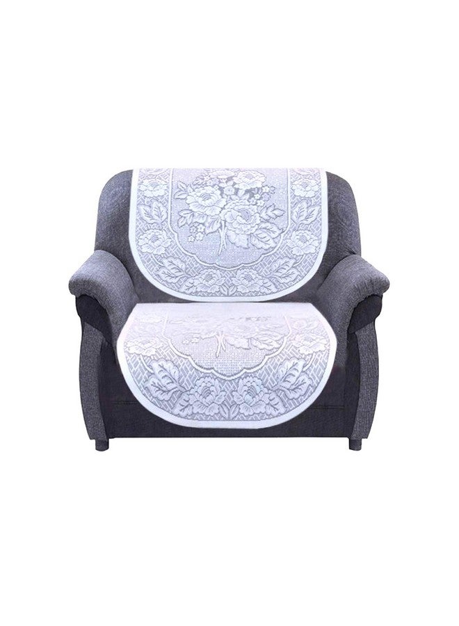 Kuber Industries Self Cotton 7 Piece 5 Seater Sofa Cover with Center Table Cover (White) - Image 2