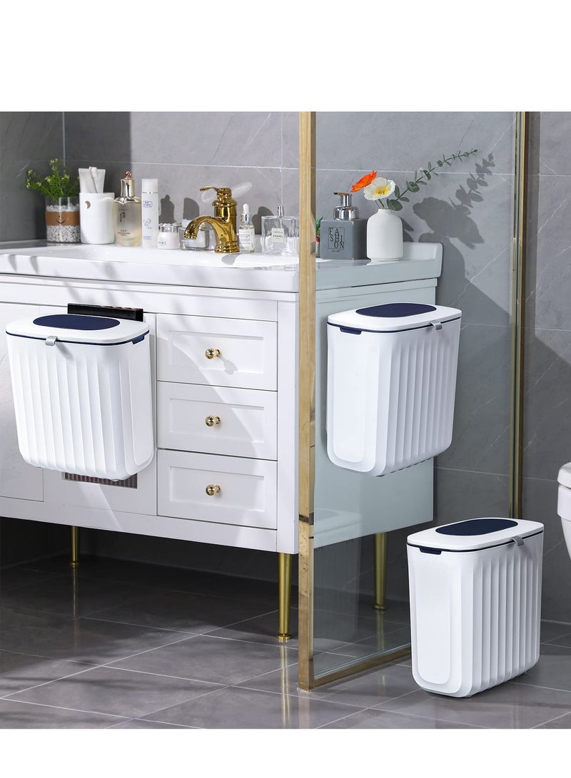 Zikra Kitchen Compost Bin, 2.1Gallon Hanging Trash Can with Lid, Kitchen Cabinet Door Under Sink Plastic Garbage Can Compost Bin Wall Mounted Slide Open, odorless Trash can, Blue - Image 4