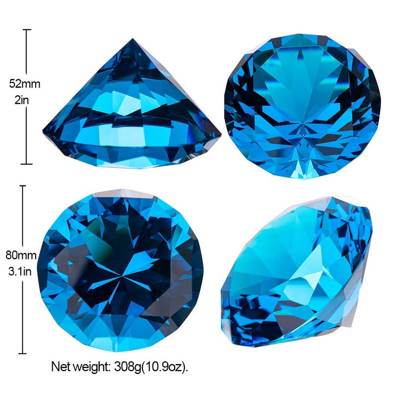 LONGWIN 80mm (3.1 inch) Crystal Diamond Paperweight Jewels Wedding Decorations Centerpieces Home Decor (Light Blue) - Image 5