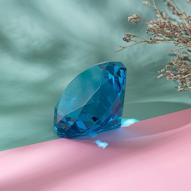 LONGWIN 80mm (3.1 inch) Crystal Diamond Paperweight Jewels Wedding Decorations Centerpieces Home Decor (Light Blue) - Image 3