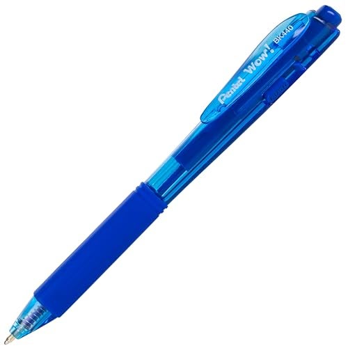 Pentel® WOW!™ Retractable Ballpoint Pens, Medium Point, 1.0 mm, Transparent Blue Barrels, Blue Ink, Pack Of 12 - Image 2