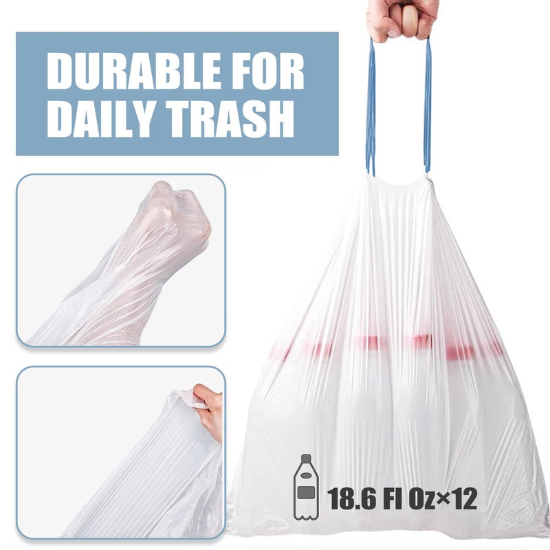 BENEVAL Small Trash Bags 4 Gallon - Drawstring 4 Gallon Trash Bag, Tear-Free 4 Gal Small Garbage Bags, Separated Unscented White Small Trash Bags Bathroom Trash Bags, 57 Count - Image 5