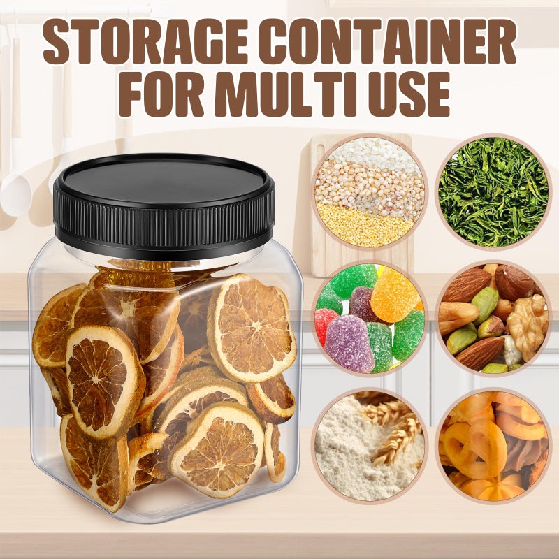 Nosiny 12 Pcs 24 oz Plastic Jars with Lids Airtight Food Containers Large Plastic Jars with Screw on Lids Refillable Kitchen Storage Containers for Dry Food, Coffee, Candy for Kitchen (Black) - Image 4