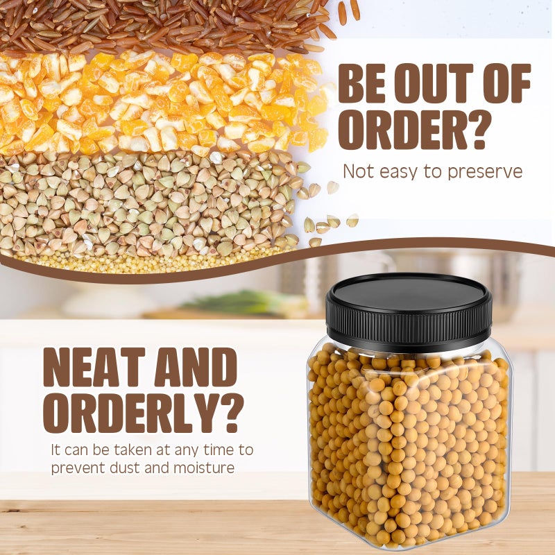 Nosiny 12 Pcs 24 oz Plastic Jars with Lids Airtight Food Containers Large Plastic Jars with Screw on Lids Refillable Kitchen Storage Containers for Dry Food, Coffee, Candy for Kitchen (Black) - Image 5
