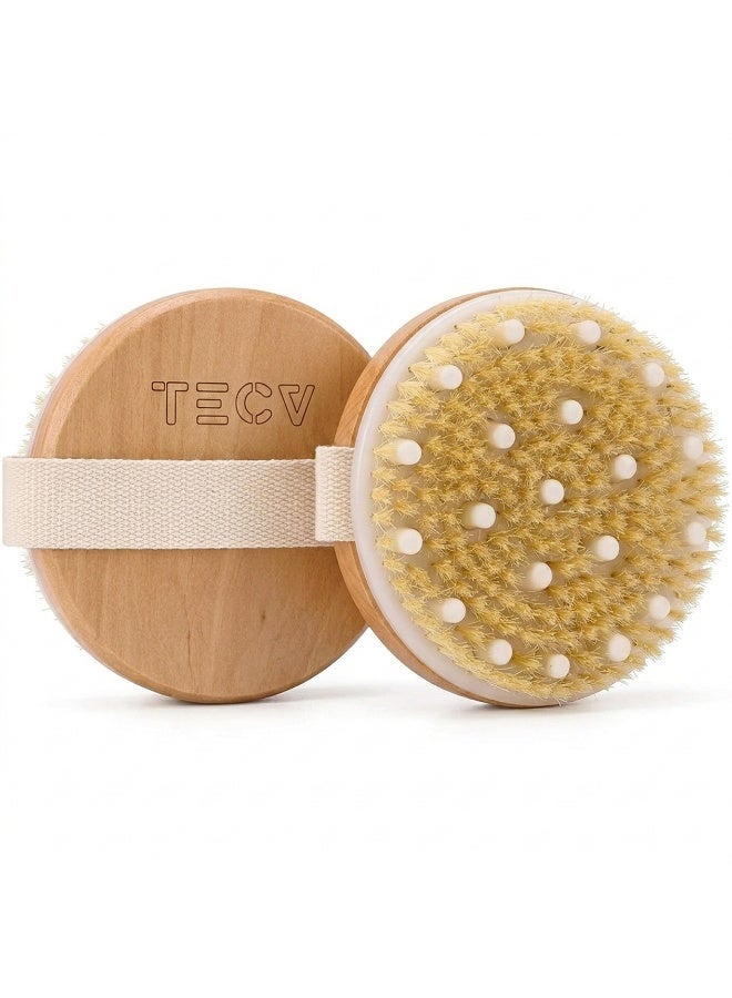 Dry and Bath Body Brush, Reduce Cellulite, Dry Brush for Cellulite and Lymphatic Drainage, Exfoliating Brush with Soft Massage Nodules, Shower Brush Body Scrubber