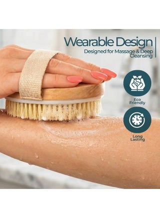 Dry and Bath Body Brush, Reduce Cellulite, Dry Brush for Cellulite and Lymphatic Drainage, Exfoliating Brush with Soft Massage Nodules, Shower Brush Body Scrubber - view 4