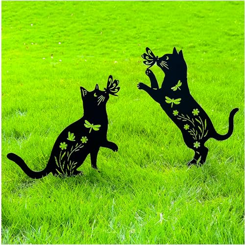 TIGGSY Cat Metal Decorative Garden Stakes Cat Gifts for Women/Men Unique Gifts Silhouette Statues for Yard Art, Outside, Patio, Outdoor Decor, Garden Decorations, Lawn Ornaments - Image 1