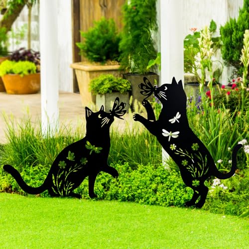 TIGGSY Cat Metal Decorative Garden Stakes Cat Gifts for Women/Men Unique Gifts Silhouette Statues for Yard Art, Outside, Patio, Outdoor Decor, Garden Decorations, Lawn Ornaments - Image 5