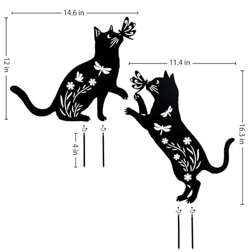 TIGGSY Cat Metal Decorative Garden Stakes Cat Gifts for Women/Men Unique Gifts Silhouette Statues for Yard Art, Outside, Patio, Outdoor Decor, Garden Decorations, Lawn Ornaments - Image 3