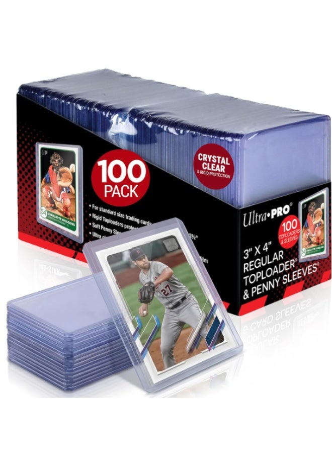 Ultra Pro 3" x 4" Clear Regular Top Loaders For Cards With Card Sleeves Bundle Standard Size 100ct - Image 1