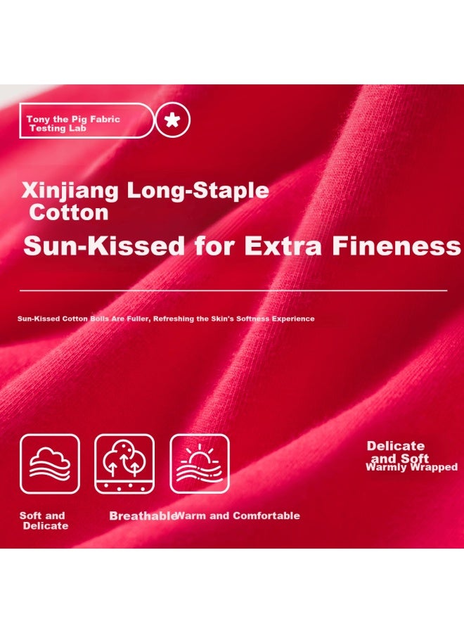 TABE Little Pig Tony Boys' Red Underwear For Birth Year, Children's Comfortable Antibacterial Xinjiang Long-staple Cotton Underwear - Image 3