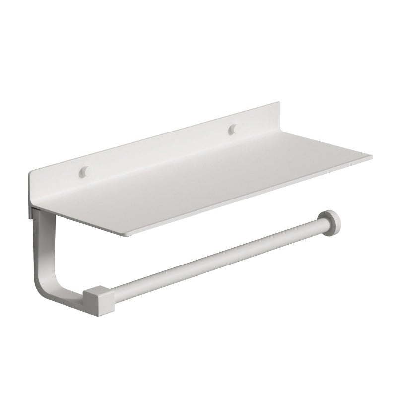 Danpoo White Paper Towel Holder with Shelf Wall Mount Adhesive Hand Towel Holder for Bathroom Kitchen Towel Holder