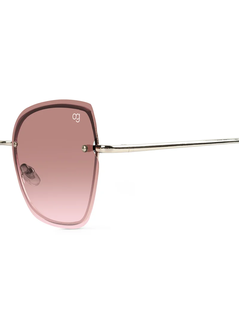 Woggles Latest & Stylish UV Protected Peach Cateye Rimless Sunglasses for Women