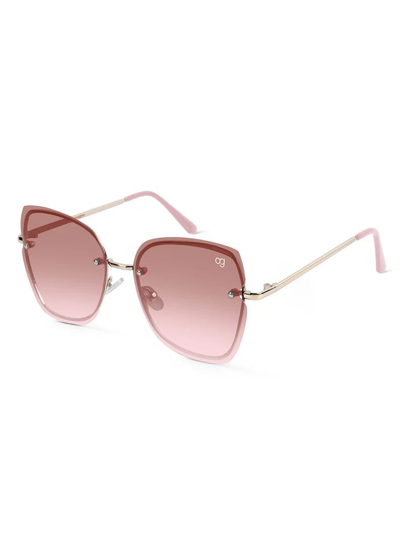 Woggles Latest & Stylish UV Protected Peach Cateye Rimless Sunglasses for Women