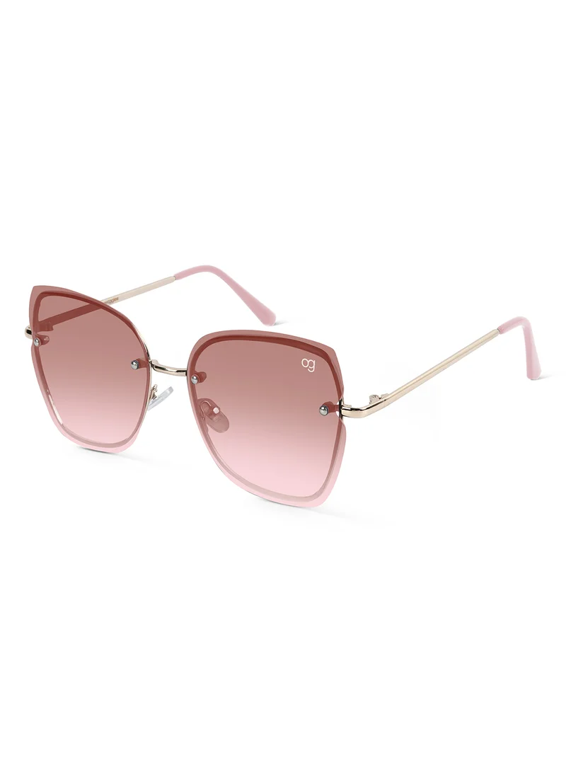 Woggles Latest & Stylish UV Protected Peach Cateye Rimless Sunglasses for Women