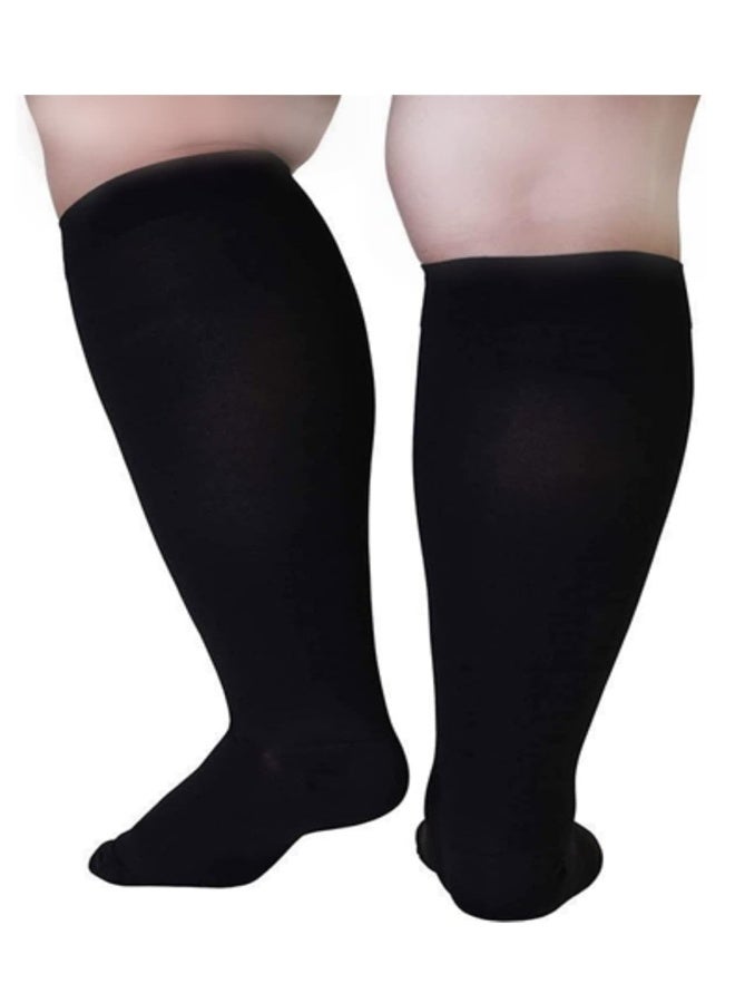 Generic Wide Calf Compression Socks for Women Men, 2 Pairs Plus Size Extra Large Size Support Socks Stockings Reduces Swelling & Pain for Nurses Running Pregnant Travel Flight 20-25 mmHg（XXL）  - Image 4