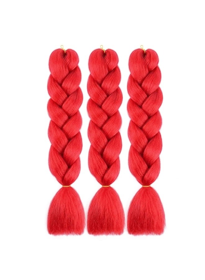 Flame Red Kanekalon Braiding Hair Extensions for Box Braids & Afro Styles - 60cm Long - Professional Synthetic Hair - Image 3