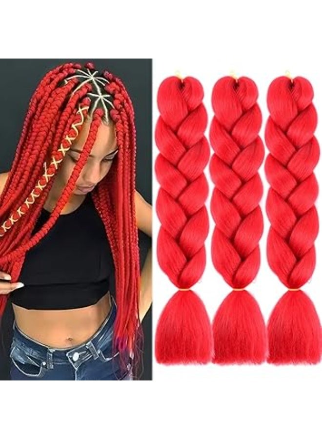 Flame Red Kanekalon Braiding Hair Extensions for Box Braids & Afro Styles - 60cm Long - Professional Synthetic Hair - Image 1