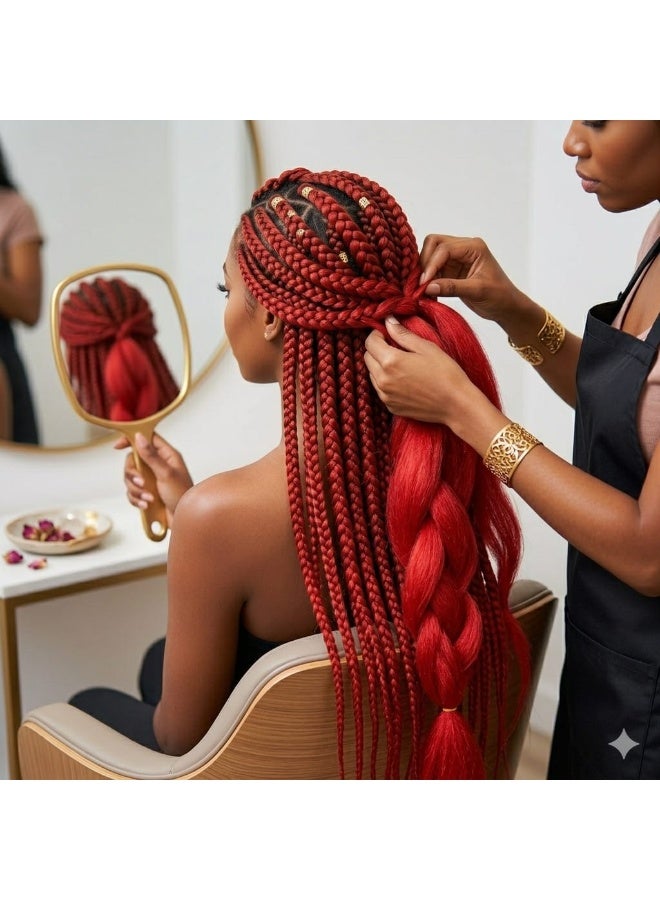 Flame Red Kanekalon Braiding Hair Extensions for Box Braids & Afro Styles - 60cm Long - Professional Synthetic Hair - Image 2