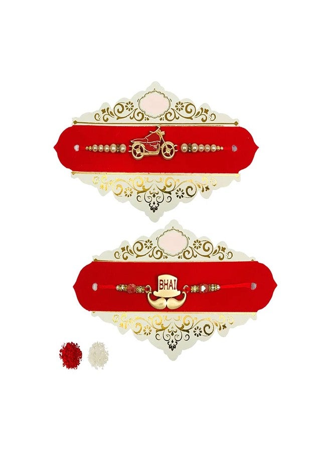Evisha 2 Pcs Bike And Bhai Bracelet Rakhi For Brother | Rakhi Combo-147-154 | rakhi || rakhi set || rakhi for brother || rakhi for brother and bhabhi - Image 1