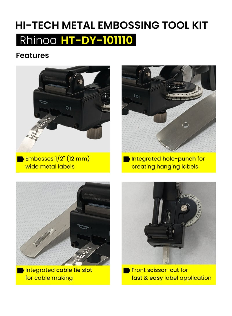 Hi-Tech RHINOA M1011 Metal Embossing Label Maker, M1011 Metal Embosser, M1011 Metal Embossing Kit - Image 5