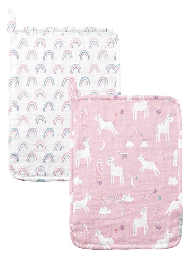 Stephen Joseph, Baby and Toddler Washcloths, Muslin Washcloth, 10"x10" inches - Unicorn Set of 2