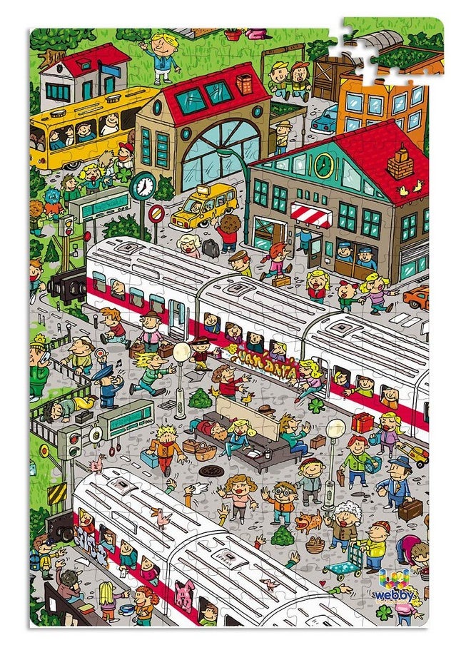 Webby Railway Station Illustration Jigsaw Puzzle For Boys & Girls 252 Pieces  - Image 3