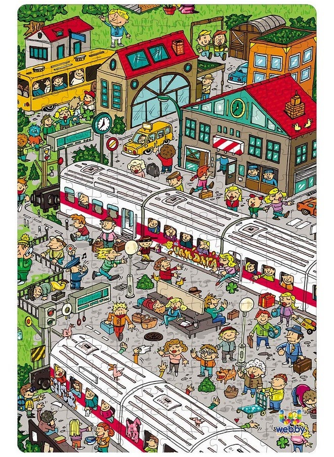 Webby Railway Station Illustration Jigsaw Puzzle For Boys & Girls 252 Pieces  - Image 2