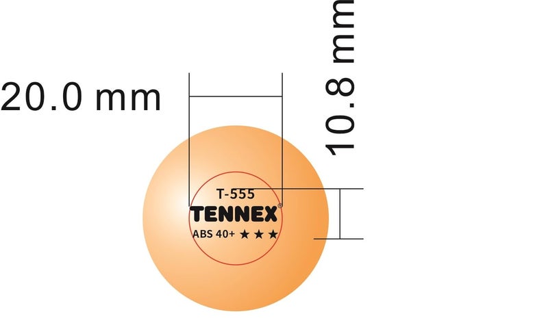 TENNEX T-555 ABS Table Tennis Ball Pack of 6, Orange | Made ABS, Standard Size - Image 2