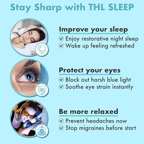 THL SLEEP Orange Blue Light Blocking Glasses for Better Sleep - 99.5% Premium Acetate Computer Migraine Glasses for Women & Men - Amber Gaming Glasses - TV Blue Light Blockers Gamer Glasses for Eye Strain - Image 5