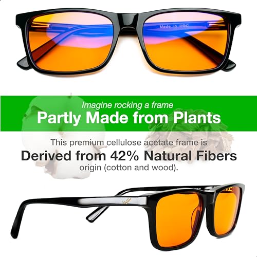THL SLEEP Orange Blue Light Blocking Glasses for Better Sleep - 99.5% Premium Acetate Computer Migraine Glasses for Women & Men - Amber Gaming Glasses - TV Blue Light Blockers Gamer Glasses for Eye Strain - Image 2