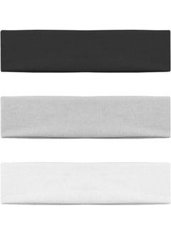 Premify Sports Headbands/Sweatbands For Men & Women, 3 Pieces Elastic Yoga Headband Moisture Wicking Running Athletic Cotton Terry Cloth Sweatband For Tennis, Basketball, Cycling, Gymnastics, Working Out  - Image 1