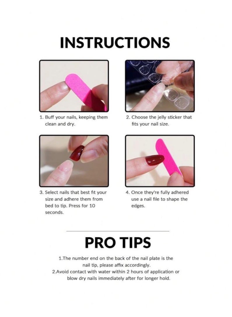 Tuline Short almond-shaped false nails, elegant design suitable for women in the office, for everyday use, and for special occasions and parties. 24 pieces. - Image 3
