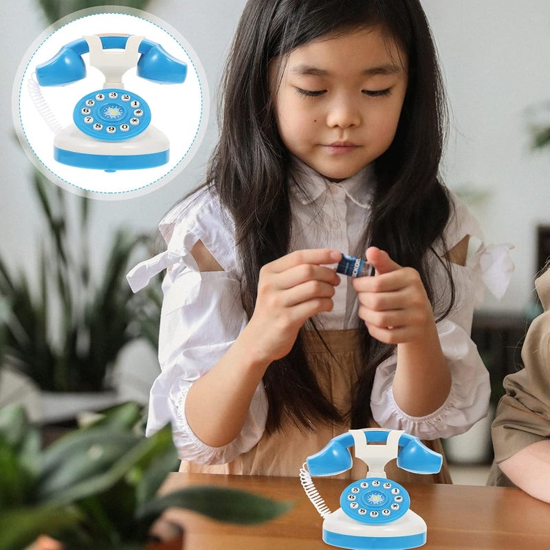 comfrt 2PCS Retro Corded Landline Phone Toy, Classic Vintage Old Fashion Telephone Simulation Novelty Hotel Telephone Early Educational Toys Kids Pretend Role Play Interactive Gifts Random Color - Image 3
