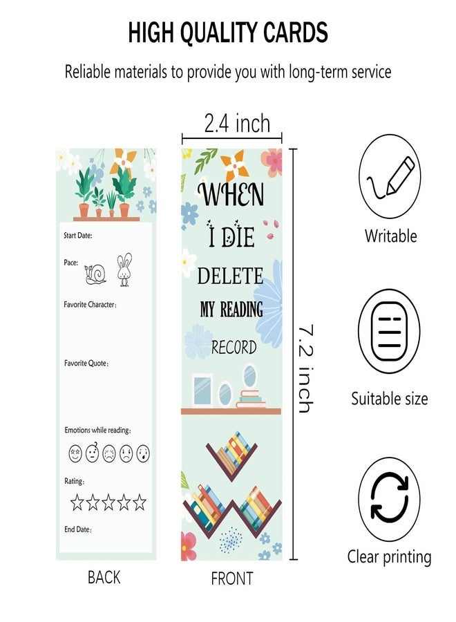 Well Tile 100pcs Bookmarks for Book Lovers All Ages 2.4x7.2 Inch-Reading Log Page Markers Book Markers Set Double Sided Book Tracker Card Reading Bookmarks Gift - Image 2
