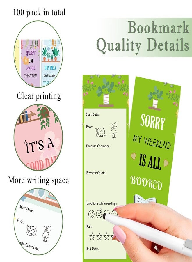 Well Tile 100pcs Bookmarks for Book Lovers All Ages 2.4x7.2 Inch-Reading Log Page Markers Book Markers Set Double Sided Book Tracker Card Reading Bookmarks Gift - Image 4