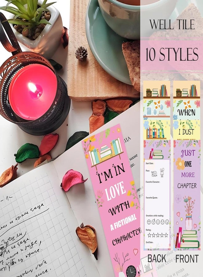 Well Tile 100pcs Bookmarks for Book Lovers All Ages 2.4x7.2 Inch-Reading Log Page Markers Book Markers Set Double Sided Book Tracker Card Reading Bookmarks Gift - Image 5