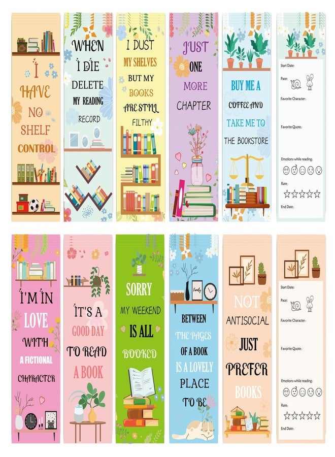 Well Tile 100pcs Bookmarks for Book Lovers All Ages 2.4x7.2 Inch-Reading Log Page Markers Book Markers Set Double Sided Book Tracker Card Reading Bookmarks Gift - Image 1