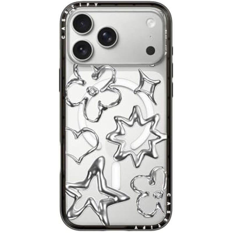 Casetify Compact Magsafe iPhone 17 Pro Max Case 【Lightweight/Slim Fit/Compatible with Magsafe】 - Chrome Doodles - Clear Black - Image 1
