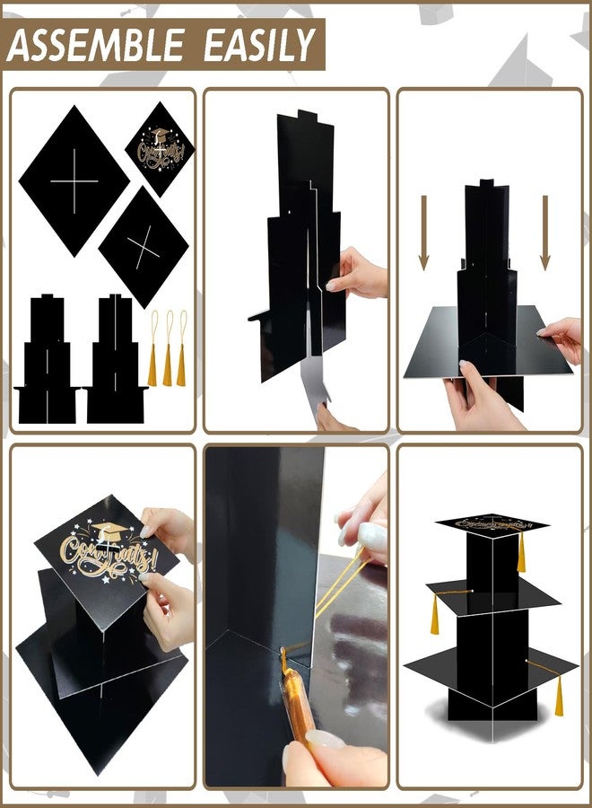 KALEFO Graduation Decorations 2026 Graduation Cap Cupcake Stand with Tassel Grad Party Supplies Graduation Party Favors Table Decor (Gold) - Image 4