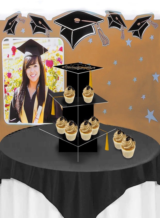 KALEFO Graduation Decorations 2026 Graduation Cap Cupcake Stand with Tassel Grad Party Supplies Graduation Party Favors Table Decor (Gold) - Image 5