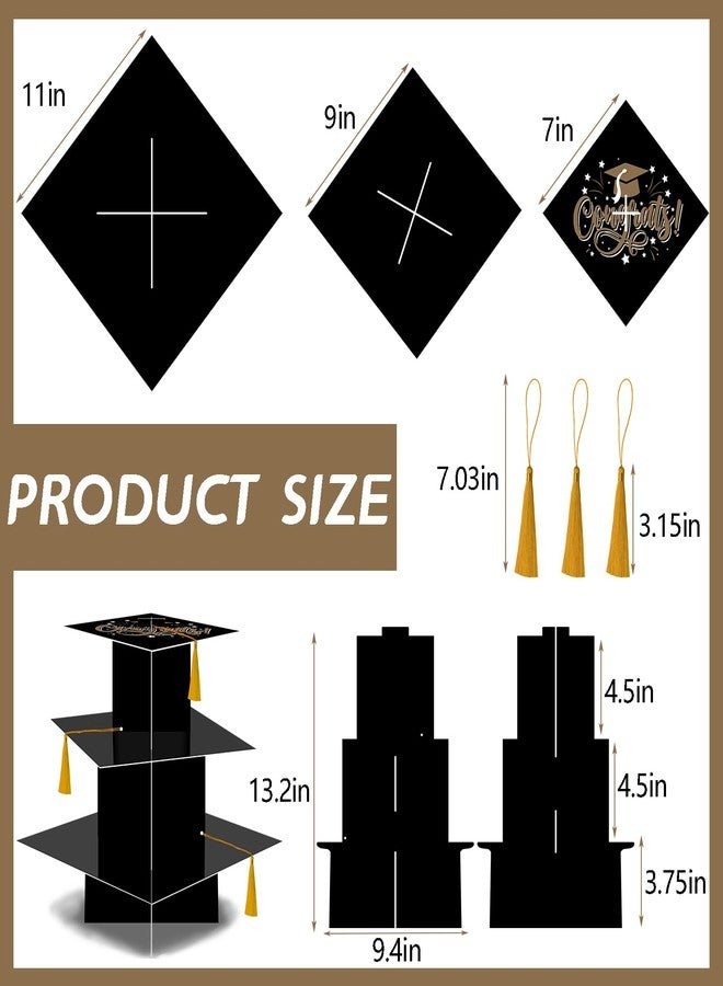 KALEFO Graduation Decorations 2026 Graduation Cap Cupcake Stand with Tassel Grad Party Supplies Graduation Party Favors Table Decor (Gold) - Image 2