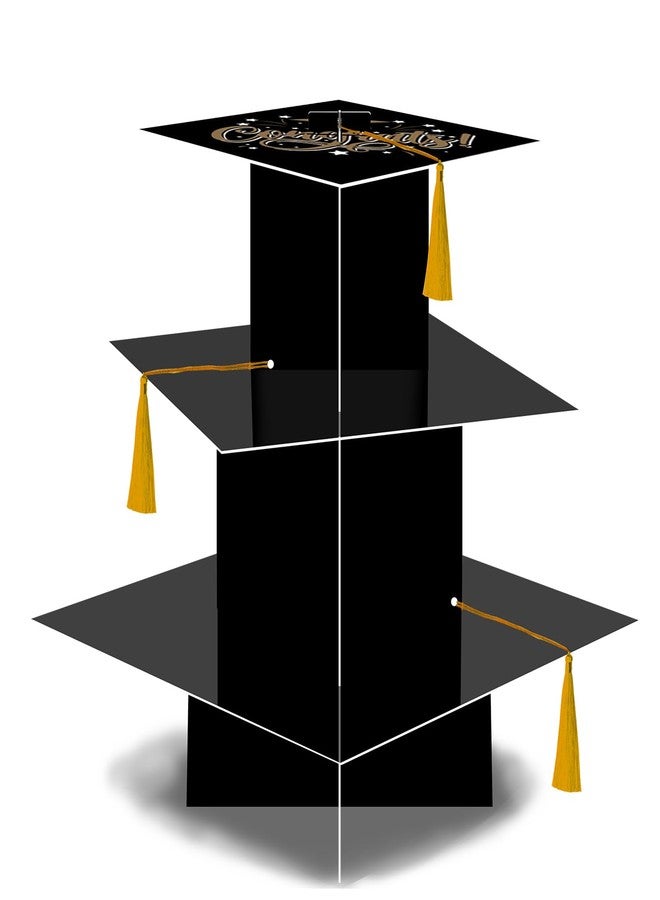 KALEFO Graduation Decorations 2026 Graduation Cap Cupcake Stand with Tassel Grad Party Supplies Graduation Party Favors Table Decor (Gold) - Image 1