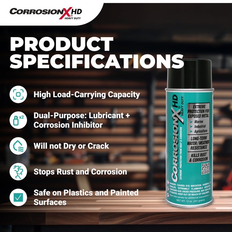 CorrosionX Heavy Duty Anti Rust Spray, Dripless Self-Healing Corrosion Inhibitor with Waterproof Barrier for Marine, Agricultural & Industrial Equipment in Harsh, Saltwater Environments, 12oz Aerosol - Image 5