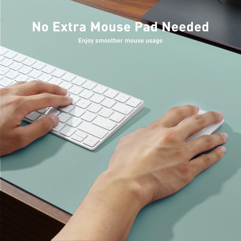 Aothia Leather Desk Pad Protector, Mouse Pad, Office Desk Mat, Non-Slip PU Leather Desk Blotter, Laptop Desk Pad, Waterproof Desk Writing Pad for Office and Home (Light Blue,31.5" x 15.7") - Image 4